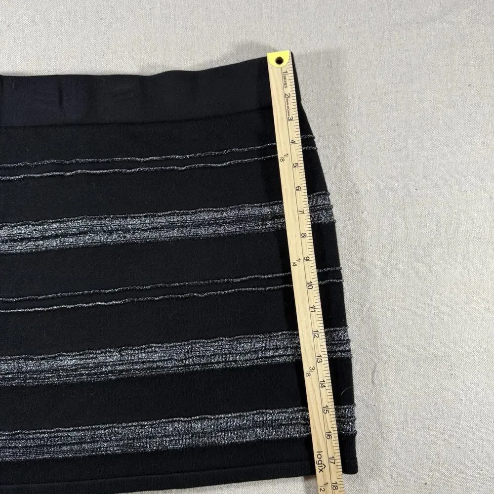 Rock & Republic Black and Silver Horizontal Stripe Pencil Skirt Medium Small